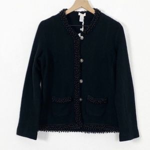 Chico's Black "Jazzy Jewel" Wool Cardigan, size 8, NWT